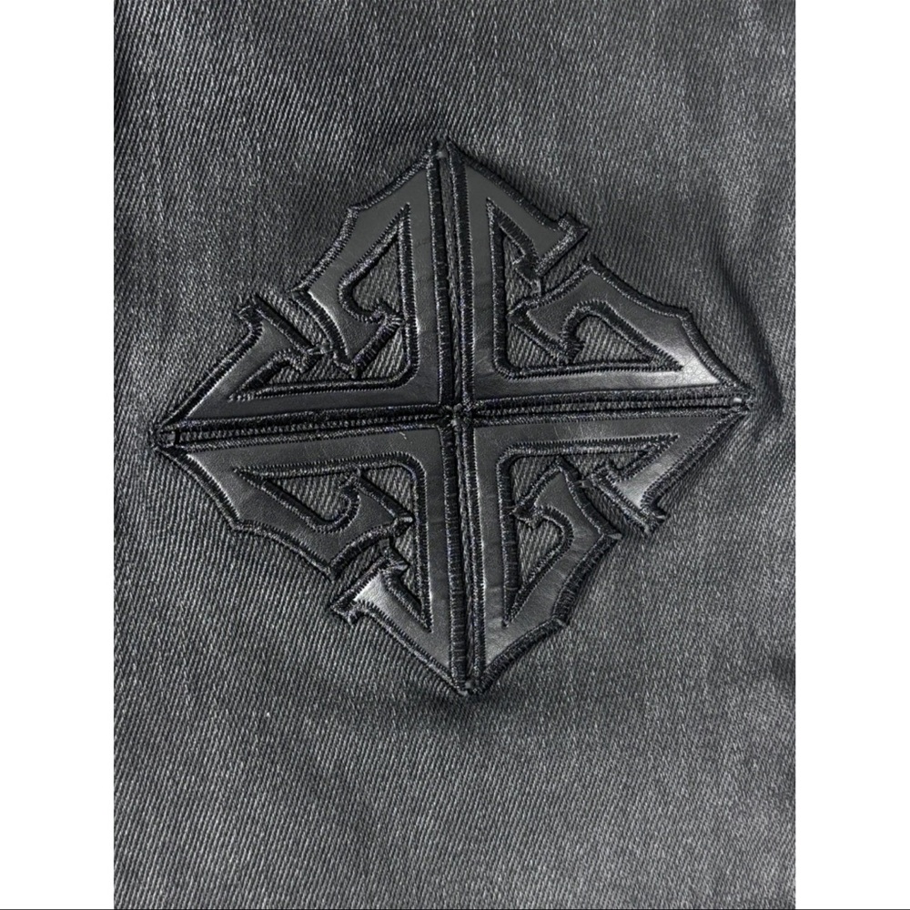 NWOT GUAPI Black Embroidered Design Jeans Men Size 30 Bootcut Flare Denim - Picture 13 of 14